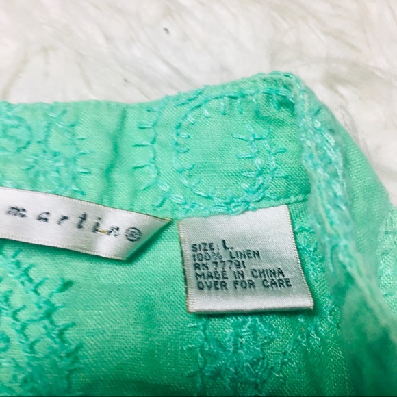 Peter Martin 100% Linen Tank Top Sleeveless Paisley Print Green Size Large - Picture 10 of 12